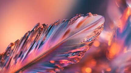 Poster - Abstract iridescent feather art vibrant colors