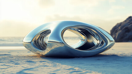 Poster - technology futuristic metal object 3d rendering illustration wallpaper