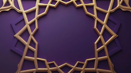 Poster - Gold geometric pattern on purple background design
