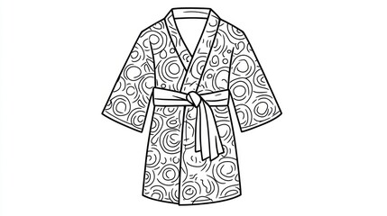 Bathrobe, swirling pattern, tied belt, home, relaxation