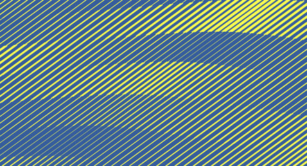 Leinwandbilder - Diagonal striped optical illusion in blue and yellow. Modern pattern is use in branding, textiles and artistic compositions.