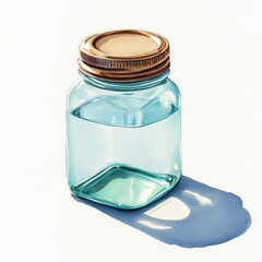 Aufkleber - Painting of a clear jar filled with water on a simple background
