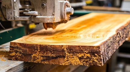 Poster - Woodworking machine shaping a beautiful wood plank