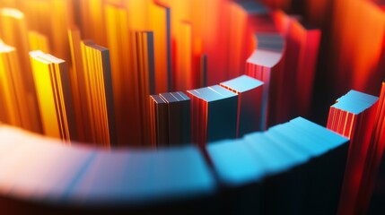 Poster - A close-up of a D stacked column graph with multiple layers and segments, illustrating a breakdown of data into sub-categories with clear visual differentiation.