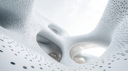 Poster - white abstract futuristic architecture background 3d render illustration