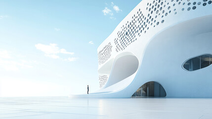 Poster - white abstract futuristic architecture background 3d render illustration