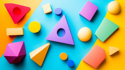 Poster - abstract modern minimalistic geometric shape polygon background 3d render illustration