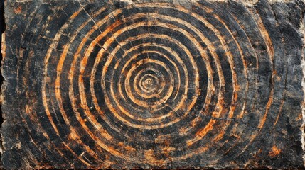 Poster - Dark Wood Cross Section Showing Growth Rings