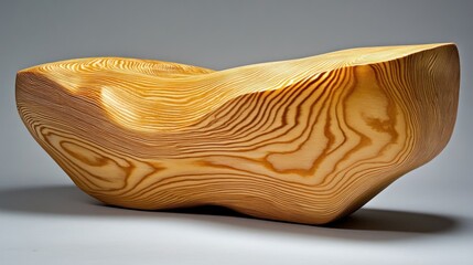 Poster - Abstract Wooden Sculpture with Wavelike Grain