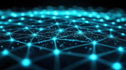 Poster - Abstract Network Data Visualization Glowing Nodes And Lines