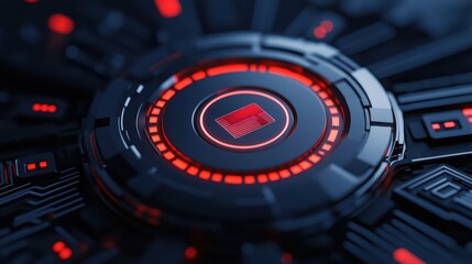 Poster - Futuristic Abstract Design with Red and Black Circular Element