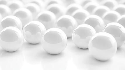 Poster - White spheres with glossy surface, on white matte background 3d illustration render
