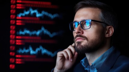 Poster - Thoughtful Professional Analyzing Data Trends in Dark Environment