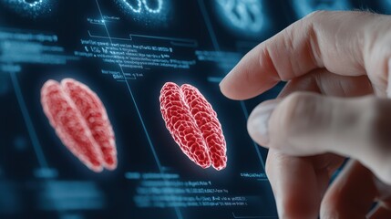 Poster - hand interacting with digital heartbeat visualization on screen