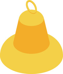 Poster - Golden bell ringing isometrically with hanging ring, creating a festive atmosphere