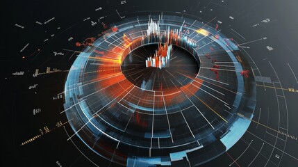 Poster - A top-down view of a D radar chart with multiple axes and data points, showing financial metrics and comparisons between different investment options.