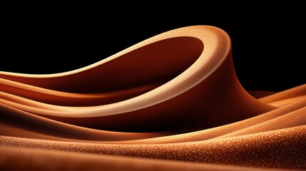 Poster - Abstract curves of golden sand in dramatic light against black backdrop