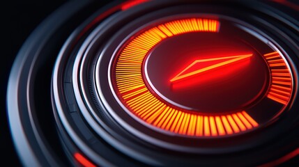 Poster - Futuristic Red Circular Compass with Geometric Design Elements