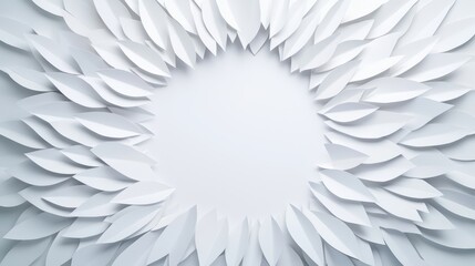 Poster - Delicate White Paper Leaves Surrounding a Blank Center Space