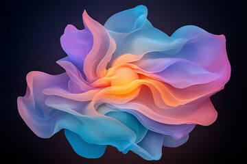 Aufkleber - A glowing orb nestled within fluid, organic folds in shades of blue, purple, and pink, with gentle