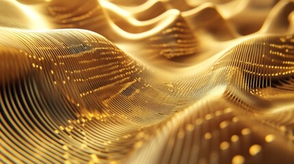 Poster - A wide-angle view of a D gold line graph with golden curves and data points, highlighting trends and patterns in a sophisticated and visually appealing format.