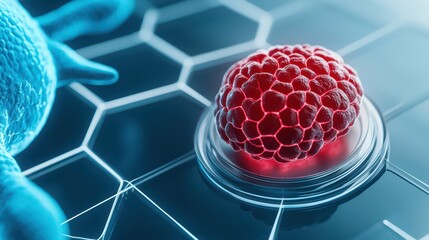 Poster - Molecular Structure and Cell Concept with Red Cluster and Blue Element