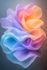 Poster - A soft, fluid arrangement of folds in blue, purple, and pink, cradling a glowing orb at their
