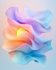Fototapete - A futuristic macro shot of an orb surrounded by smooth, organic folds in shifting blue, purple, and