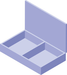 Poster - Light purple open rectangular cardboard box divided into two compartments, isometric view
