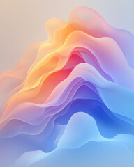 Aufkleber - A vibrant, layered scene of rolling blue and orange waves, gently in motion with tiny luminescent