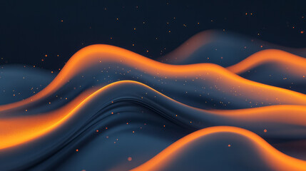 Aufkleber - A captivating abstract image where fluid layers of deep blue and orange mix, illuminated by