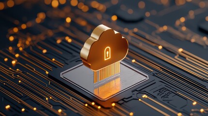 Poster - Secure Cloud Computing Concept with Lock Symbol on Digital Background