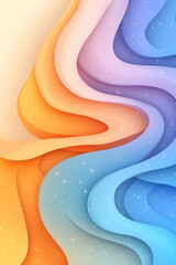 Poster - A radiant abstract design of swirling orange and blue folds reminiscent of cosmic clouds, speckled