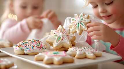 Wall Mural -  holiday cookie decorating party with icing and sprinkles