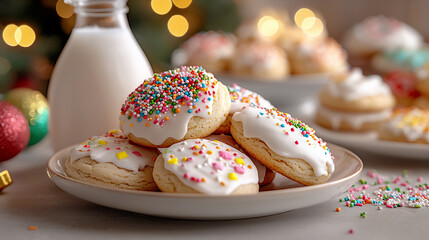 Wall Mural -  holiday cookie decorating party with icing and sprinkles