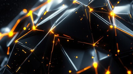 Poster - Abstract Black And Orange Geometric Structure
