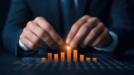 Poster - Business Professional Analyzing Data Trends with Bar Graph Visuals