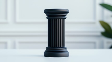 Poster - Elegant Black Column on Minimalist Background for Decorative Use