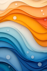 Wall Mural - An artistic composition featuring fluid blue and orange currents forming a surreal landscape, with