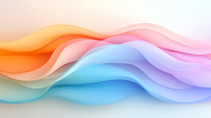 Aufkleber - A soft, flowing abstract landscape of blue and orange waves, with drifting bubbles adding an