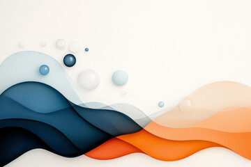 Aufkleber - A calming, abstract scene of wavelike flows in navy blue and burnt orange, featuring hovering