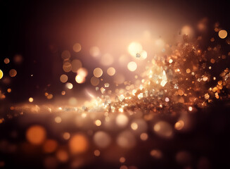 Wall Mural - abstract double exposure blends light and bokeh in a warm, dreamy composition. sparkling orbs create