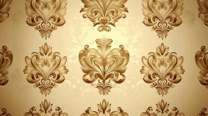 Wall Mural - Elegant Gold Damask Pattern Wallpaper Design