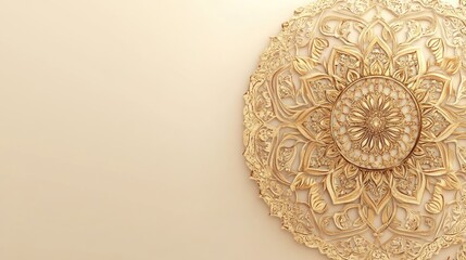 Poster - Golden Mandala Design Elegant Ornate Circular Pattern