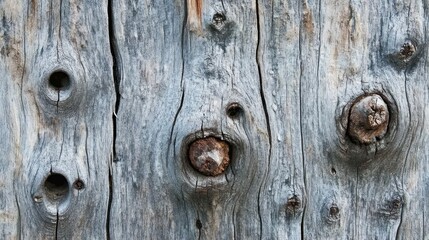 Poster - Weathered Gray Wood Panel Showing Knots and Grain