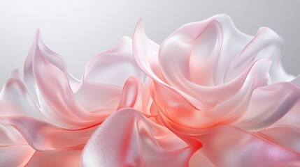 Poster - Abstract Pink and White Fabric Drapes Flowing Softly