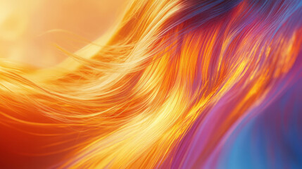 Poster - Vibrant abstract hair strands in warm colors of orange, yellow, and blue