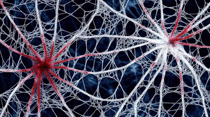 Poster - Intricate Web Structure With Red Accents