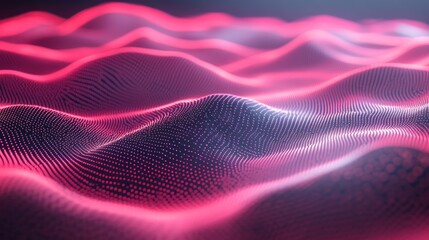 Poster - Abstract Pink Particle Wave Landscape Digital Art