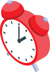Poster - Red alarm clock ringing showing time passing with isometric view